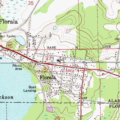 Topographic Map of Florala Memorial Hospital, AL