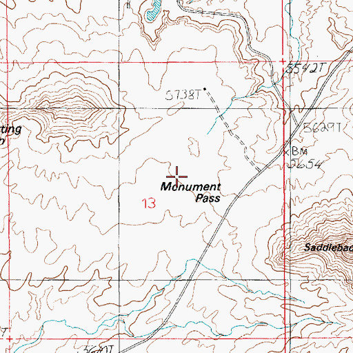Topographic Map of Monument Pass, UT