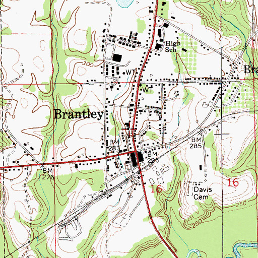 Topographic Map of Brantley Baptist Church, AL