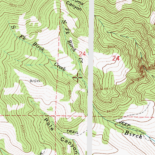 Topographic Map of North Fork Birch Creek, UT