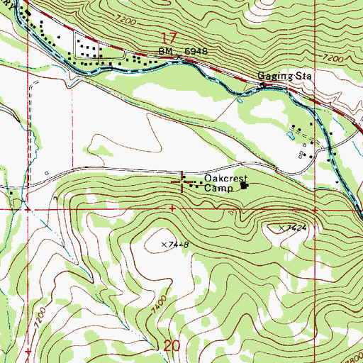 Topographic Map of Oakcrest Camp, UT