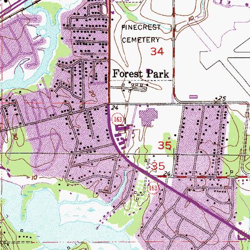 Topographic Map of Adelia Williams Elementary School, AL