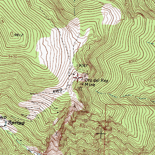 Topographic Map of Oro del Rey Mine, UT