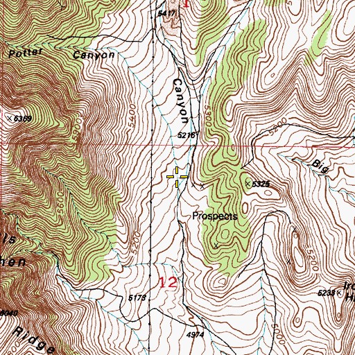Topographic Map of Potter Canyon, UT