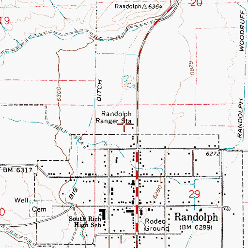 Topographic Map of Randolph Ranger Station, UT