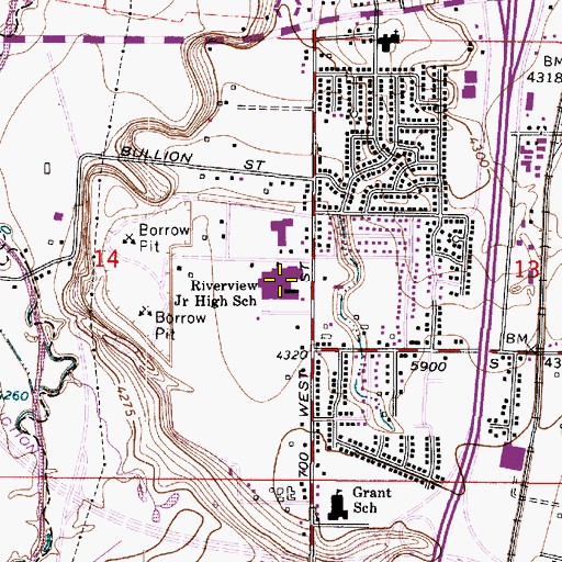 Topographic Map of Riverview Junior High School, UT