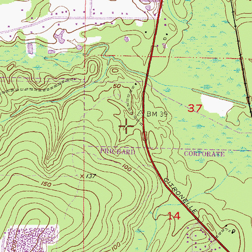 Topographic Map of Camp Whistler (historical), AL