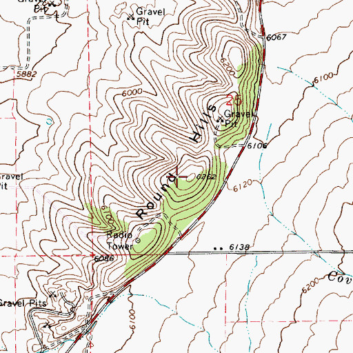 Topographic Map of Round Hills, UT