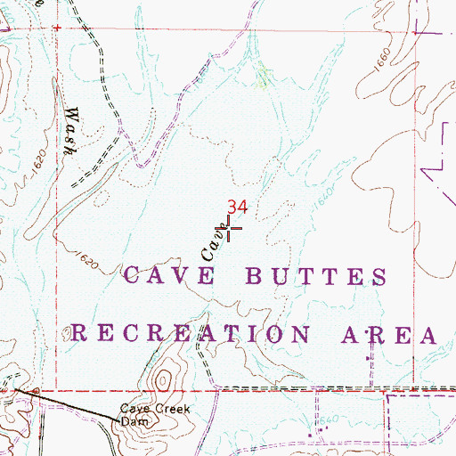 Topographic Map of Cave Buttes Recreation Area, AZ