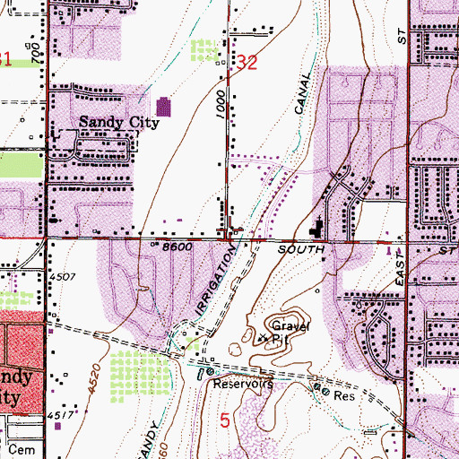 Topographic Map of Sandy Irrigation Canal, UT