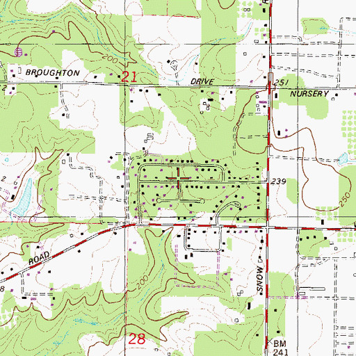 Topographic Map of Churchill Downs, AL