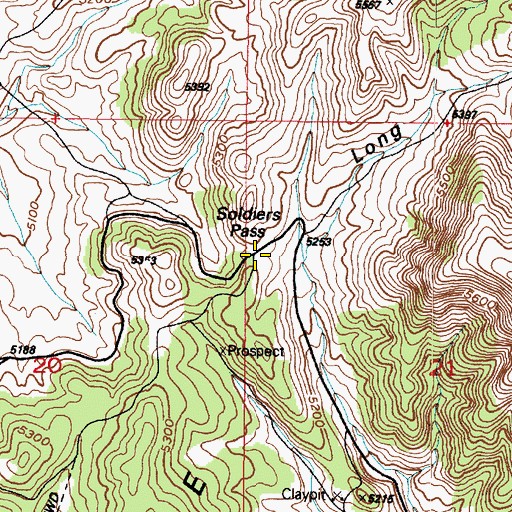 Topographic Map of Soldiers Pass, UT