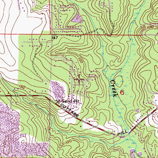 Topographic Map of Cottage Hill Estates, AL