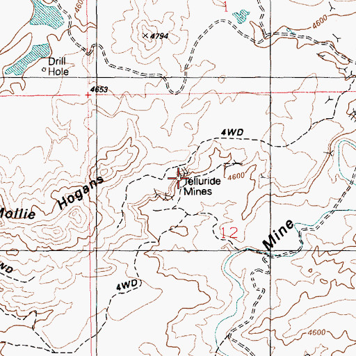 Topographic Map of Telluride Mines, UT