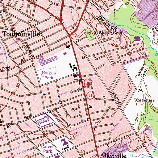Topographic Map of Franklin Street Baptist Church, AL