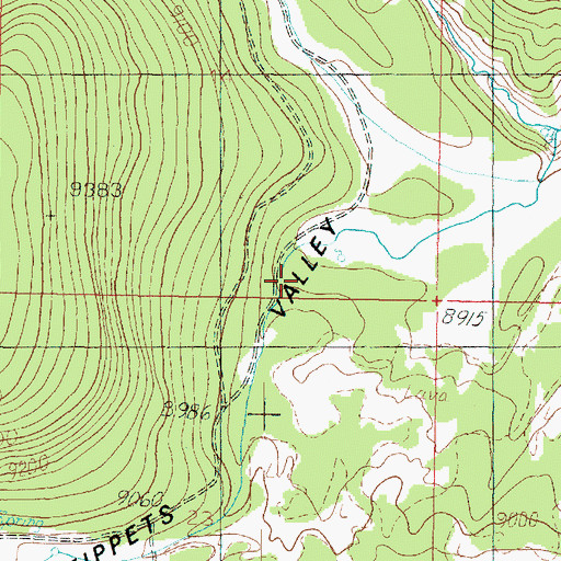 Topographic Map of Tippets Valley, UT