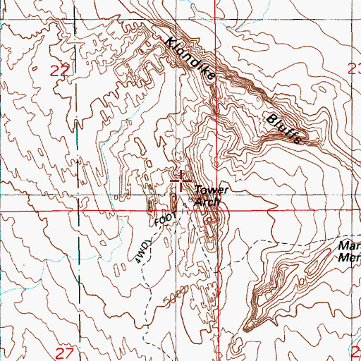 Topographic Map of Tower Arch, UT