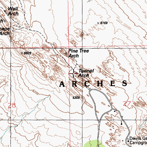 Topographic Map of Tunnel Arch, UT