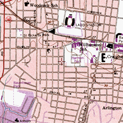 Topographic Map of George Hall Elementary School, AL