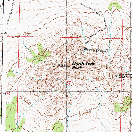 Topographic Map of North Twin Peak, UT