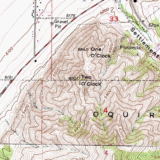 Topographic Map of Two O'Clock, UT