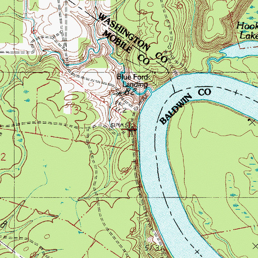 Topographic Map of Greers Landing, AL