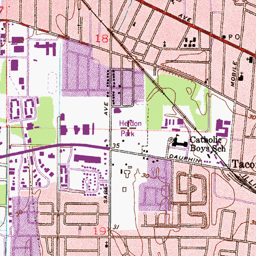 Topographic Map of Herdon Park, AL