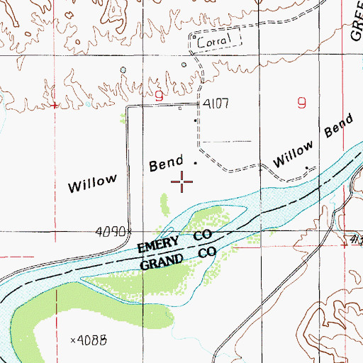Topographic Map of Willow Bend, UT