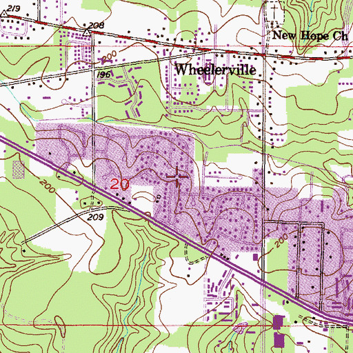 Topographic Map of Huntleigh Woods, AL