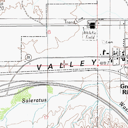 Topographic Map of Green River Airport (historical), UT