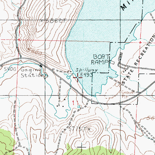 Topographic Map of Rocky Ford Reservoir, UT