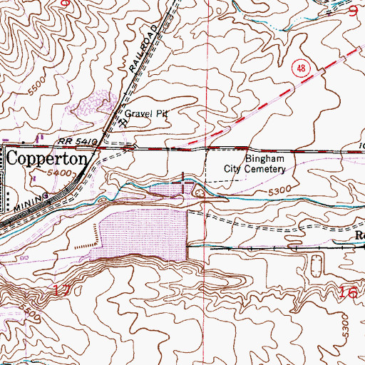 Topographic Map of Kennecott Eastside Leaching Dam, UT