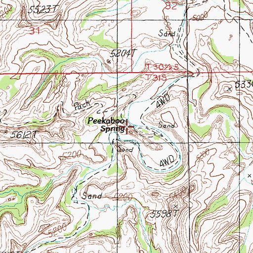 Topographic Map of Peekaboo Spring, UT