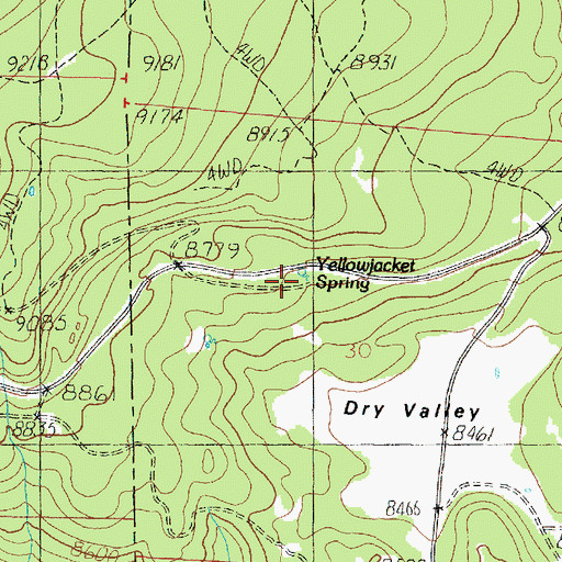 Topographic Map of Birch Springs, UT