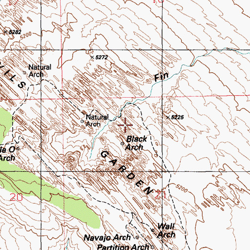 Topographic Map of Black Cave Arch, UT