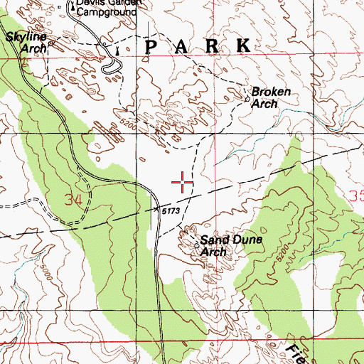Topographic Map of Broken Arch, UT