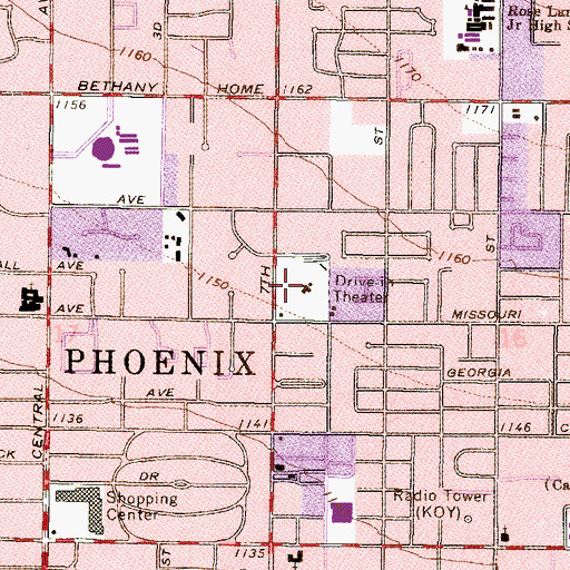Topographic Map of Cinema Park Village Shopping Center, AZ