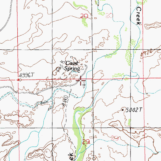 Topographic Map of Cave Spring Trail, UT