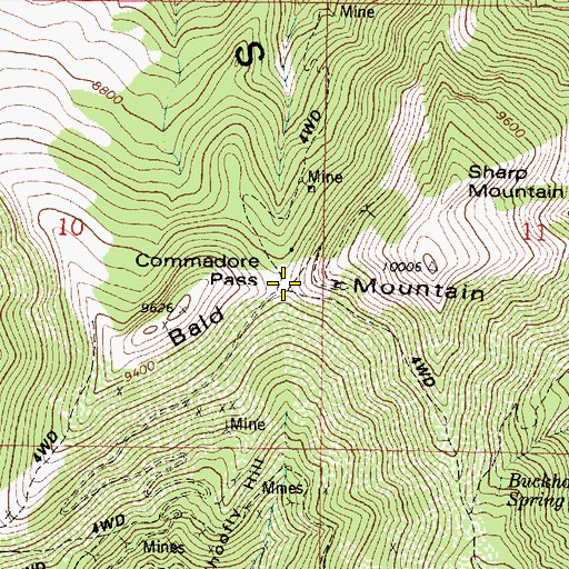 Topographic Map of Commodore Pass, UT