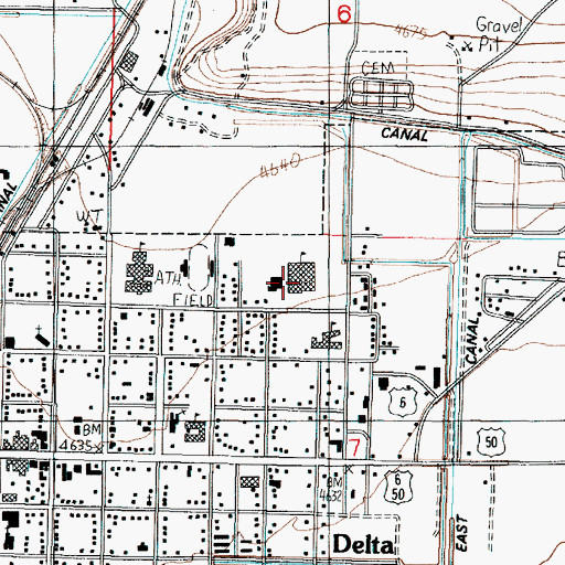 Topographic Map of Delta Middle School, UT