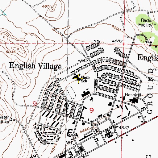 Topographic Map of Dugway High School, UT