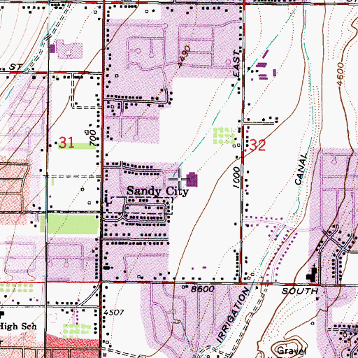 Topographic Map of East Sandy Elementary School, UT