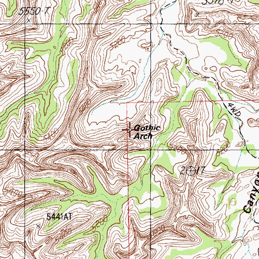 Topographic Map of Gothic Arch, UT