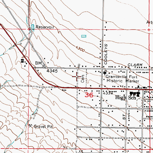 Topographic Map of Grantsville City Cemetery, UT