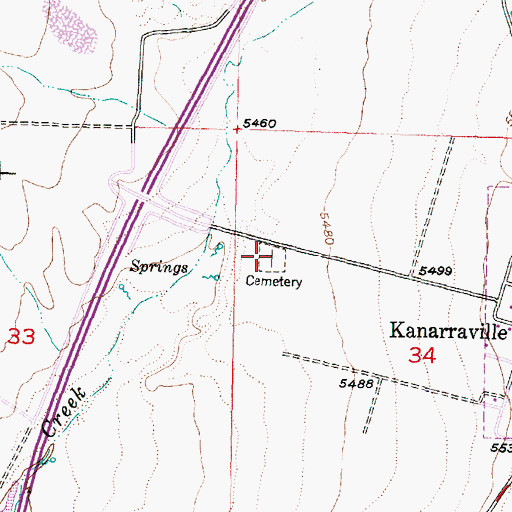 Topographic Map of Kanarraville Cemetery, UT
