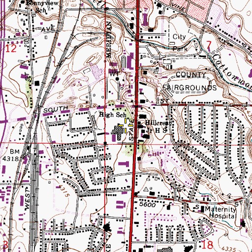 Topographic Map of Murray High School, UT