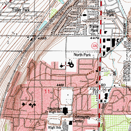 Topographic Map of North Park Elementary School, UT
