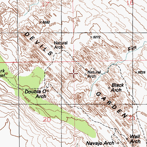 Topographic Map of Oval Canyon Natural Bridge, UT