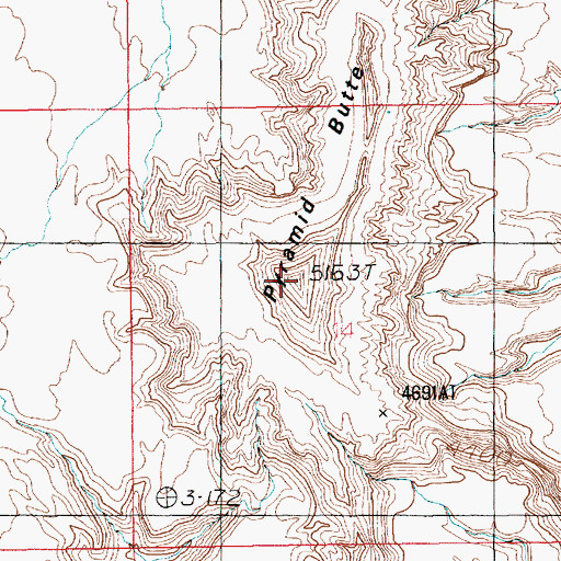 Topographic Map of Pyramid Butte, UT