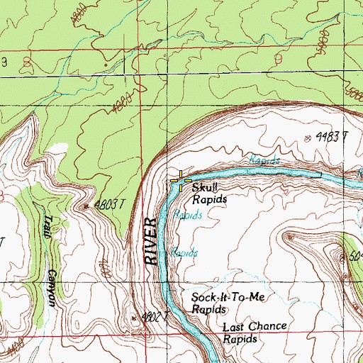 Topographic Map of Skull Rapids, UT